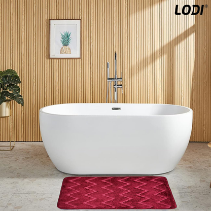 Set 2 Covorase de Baie Lodi1018, anti-derapante, material moale, design modern, model romburi, 80x50 & 50x40cm, rosu