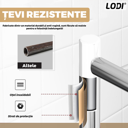 Raft Universal Lodi1484, pretabil cuptor cu microunde, pentru bucatarie/baie/sufragerie, 3 niveluri, din otel inoxidabil, usor de montat, capacitate ridicata, alb