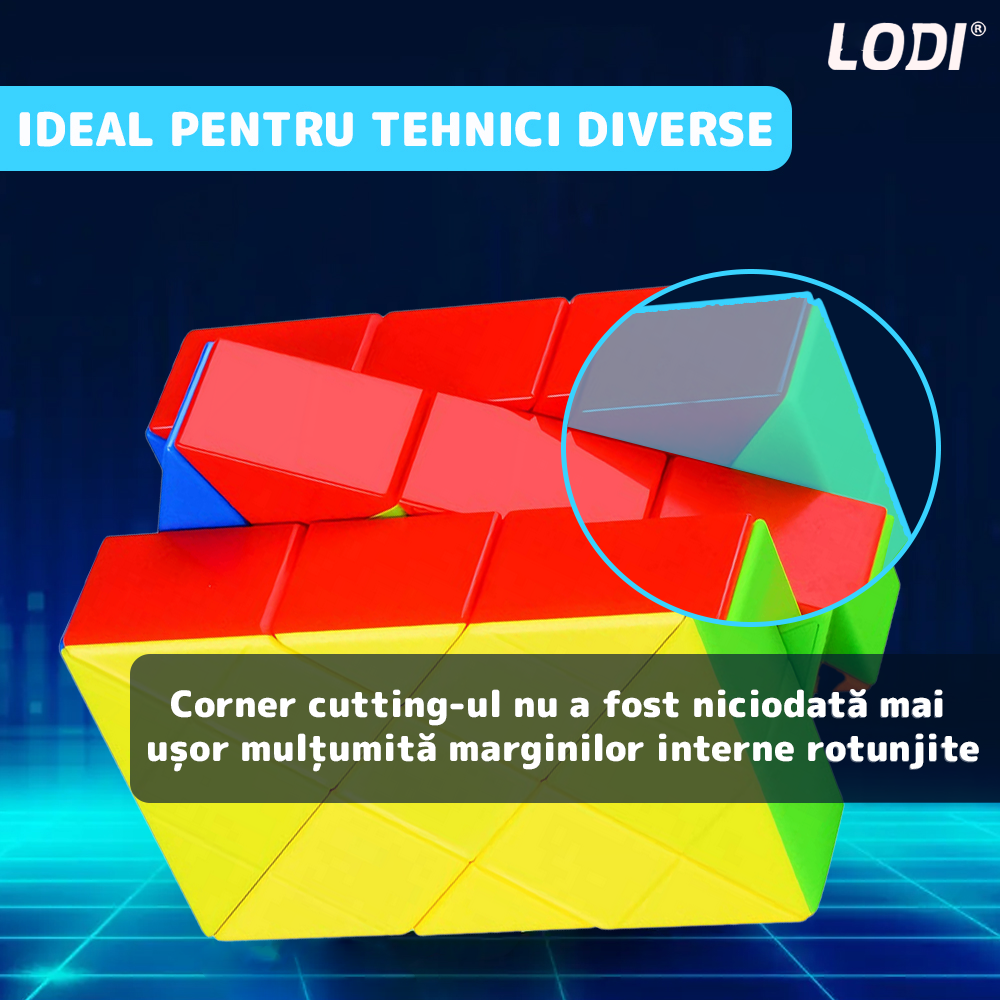 Cub Rubik Magic Cube Magnetic Lodi1461, speed puzzle, stickerless, dezvoltarea inteligentei, 4x3x2, multicolor
