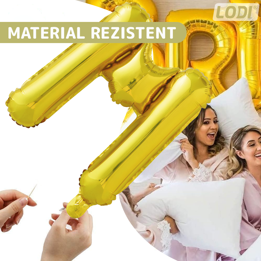 Balon in Forma de Litera M Lodi1466, metalizat, pentru Petreceri/Aniversari/Evenimente, rezistent, folie, gold, 40 cm