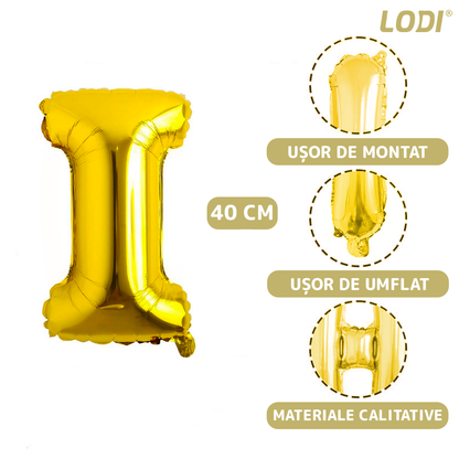 Balon in Forma de Litera I Lodi1470, metalizat, pentru Petreceri/Aniversari/Evenimente, rezistent, folie, gold, 40 cm