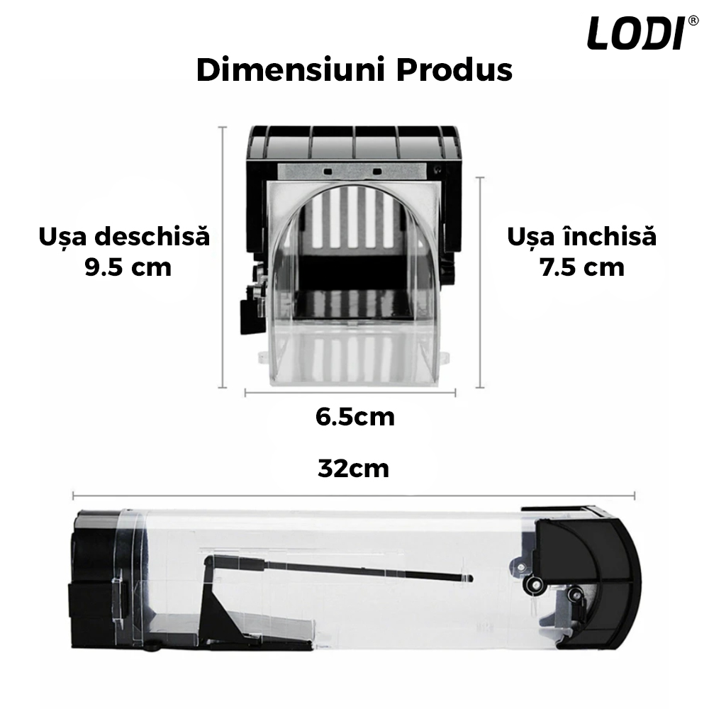 Set 6 Capcane pentru Soareci si Sobolani Lodi679, tip tunel, cursa inteligenta, interior/exterior, negru