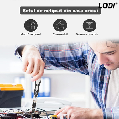 Set Trusa Surubelnite de Precizie 112 in 1 Lodi121,  pentru Macbook, iMac, iPhone, electronice, telefon, PC, otel S2, varf magnetic,  negru