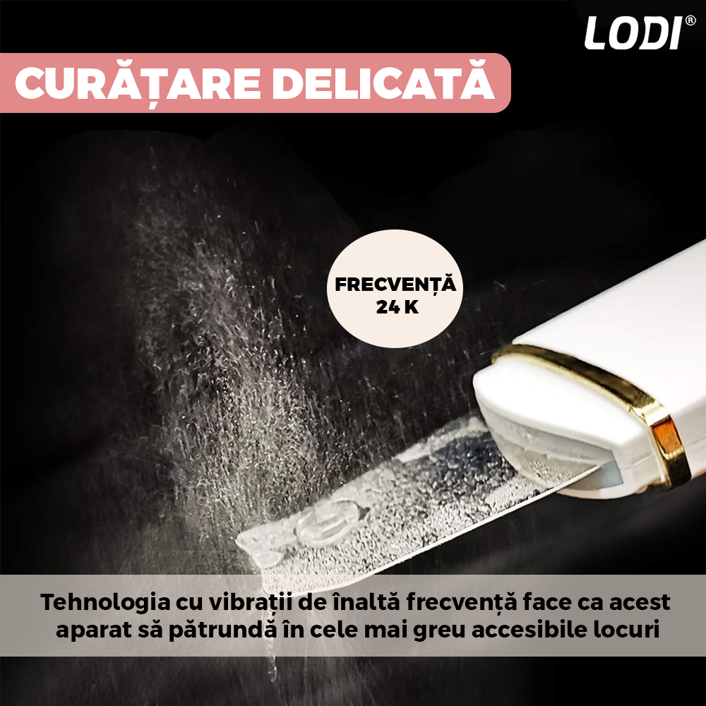 Aparat de Curatare Faciala cu Ultrasunete Lodi546, lifting ten, skin scrubber, indepartare puncte negre, hidratare, peeling, masaj facial, alb