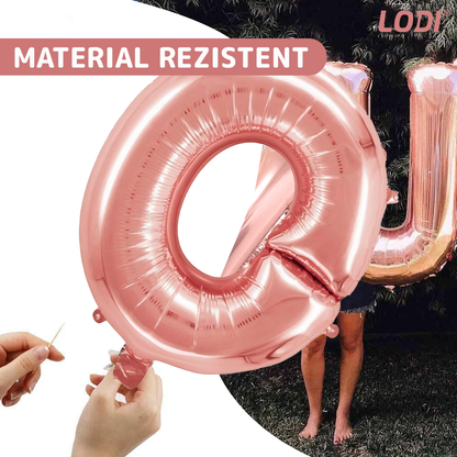 Balon in Forma de Litera O Lodi1474, metalizat, pentru Petreceri/Aniversari/Evenimente, rezistent, folie, rose gold, 40 cm