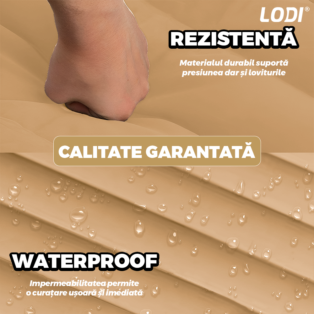 Saltea Auto Gonflabila 2 in 1 Lodi1275, scaun spate si travel bed, materiale calitative, pluristratificata, saculet de depozitare, pompa pentru umflare inclusa, 138 x 85 cm, bej