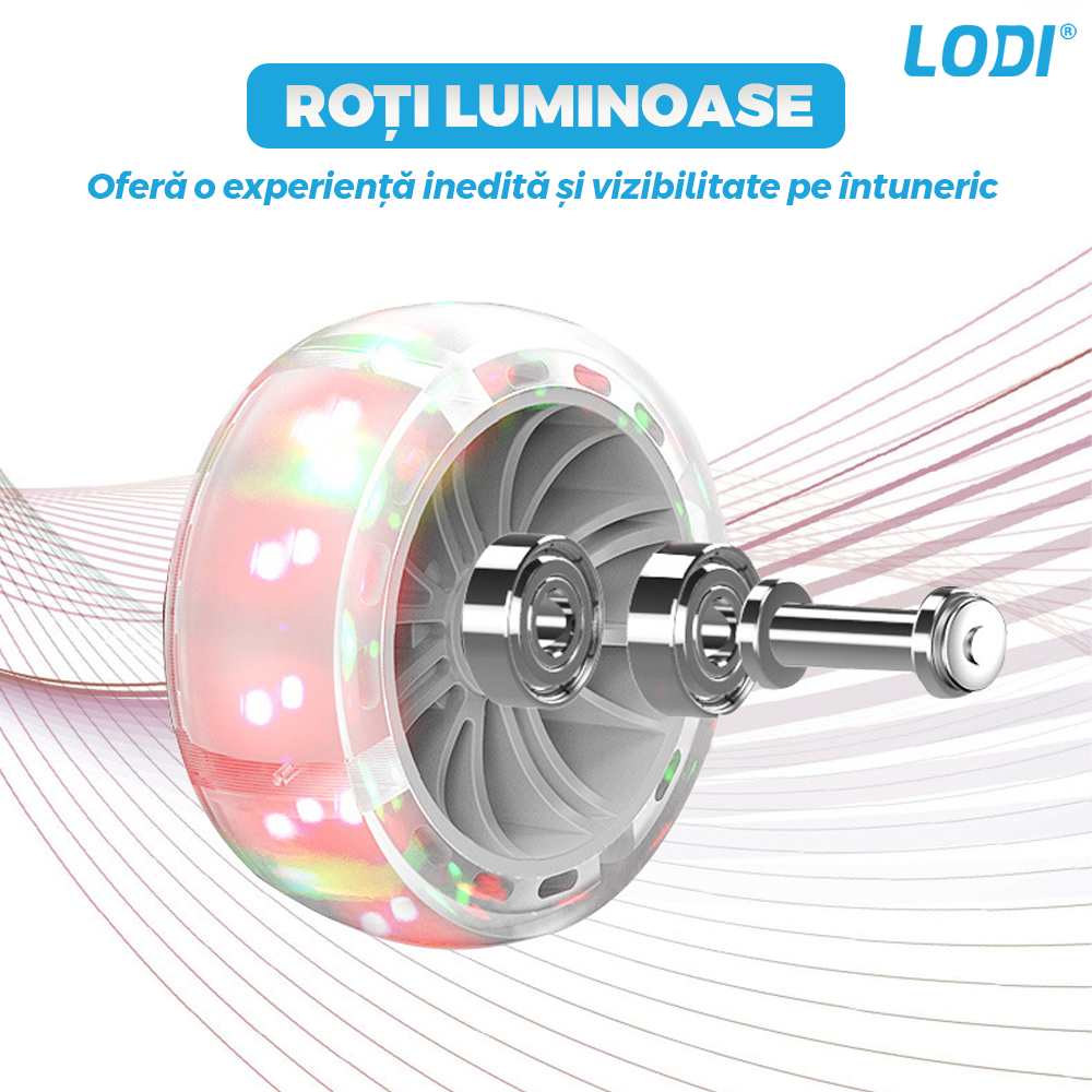 Trotineta pentru Copii 2 in 1 Lodi1112, scaunel incorporat, lumini,3 roti, cosulet frontal, anti-aluncare, inaltime ajustabila, stabila, frana, incorporata, 3-11 ani, albastru