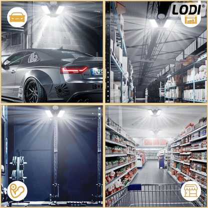 Lampa LED cu 3 Brate Mobile Lodi1221, 3 aripi pliabile, 36 LED-uri, flux luminos 3000LM, lumina alba rece 6000-6500K, bec iluminare pentru interior garaj/depozit/atelier, alb