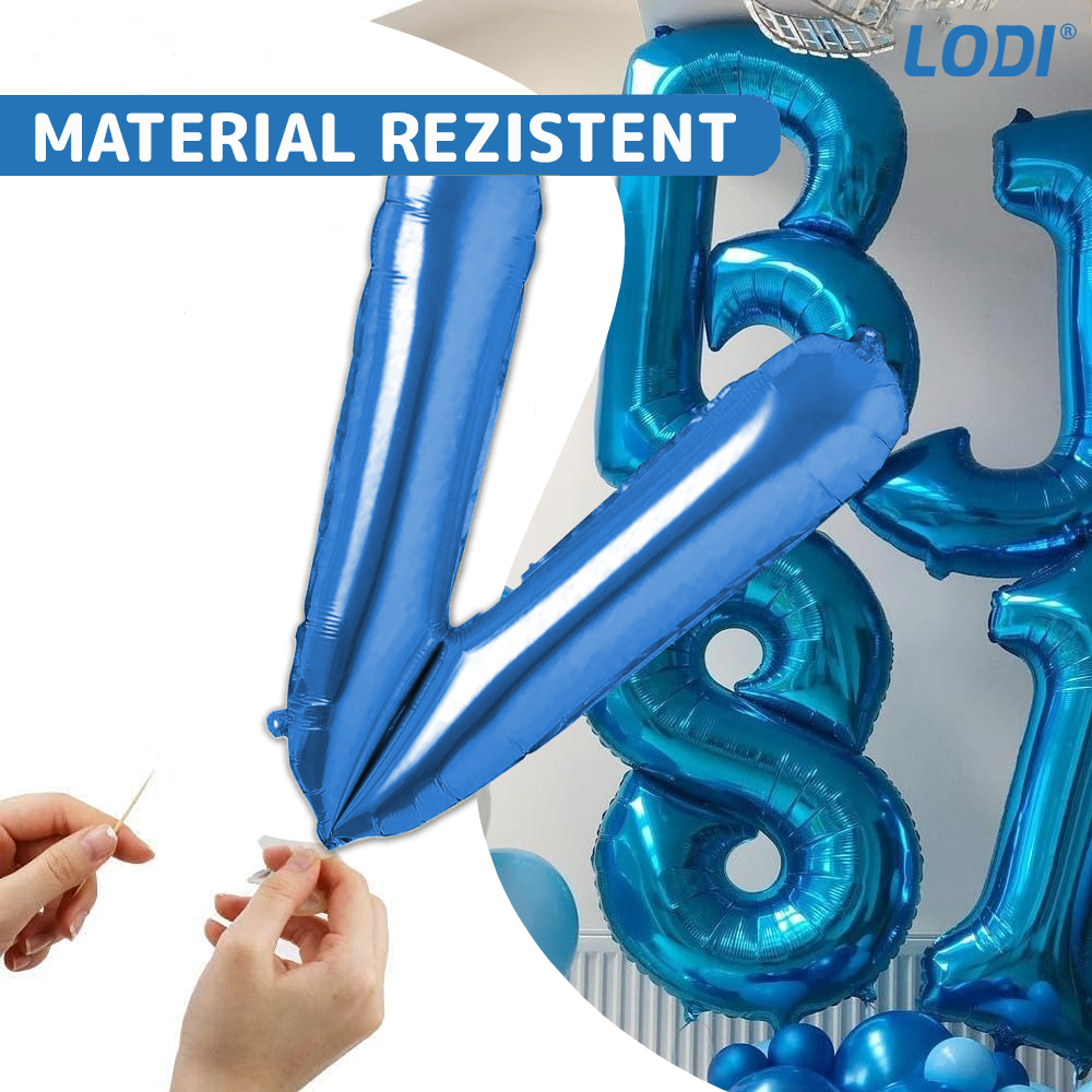 Set 12 Baloane Lodi1286, Litere, pentru Petreceri/Aniversari/Evenimente, o singura dimensiune, o culoare, metalizate, folie, model BINE ATI VENIT albastru, 45 cm