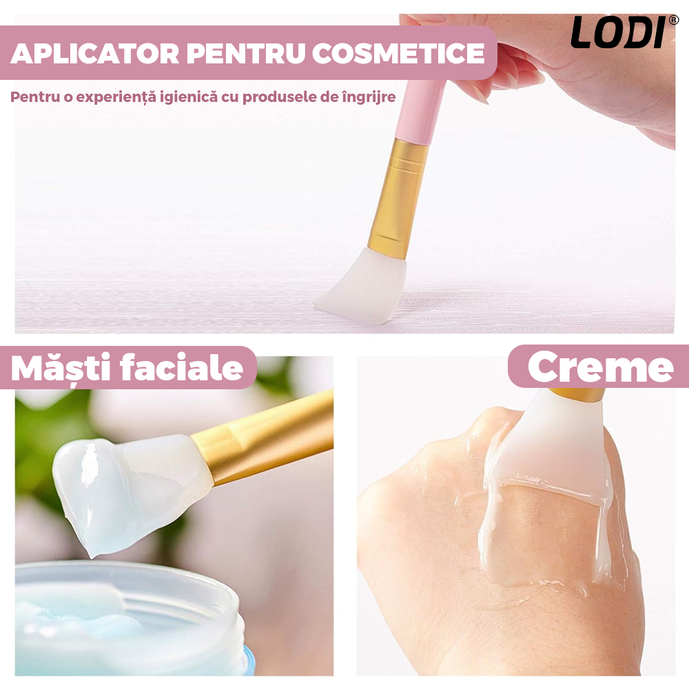 Set 3 Accesorii pentru Masaj Facial Lodi655, cu aparat face roller, piatra gua sha, pensula pentru aplicarea cosmeticelor, rezultate vizibile, piatra naturala  din quartz roz