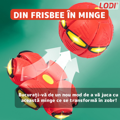 Minge Zburatoare Transformabila in Disc Frisbee Lodi341, 2 moduri de joaca, 23 cm, rosu