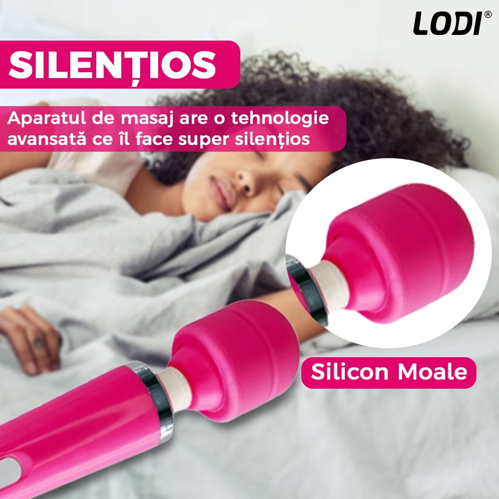 Aparat de Masaj Lodi1094, 10 Frecvente de Vibratii, waterproof, alimentare USB, portabil, elimina durerile musculare, roz