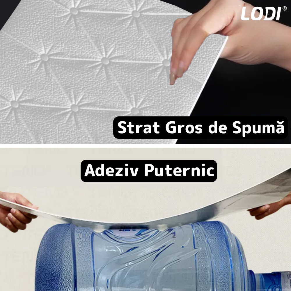 Set Tapet 3D Lodi385, suprafata acoperire 2.45 mp, autoadeziv, waterproof, design modern, usor de montat, 70x35cm, alb