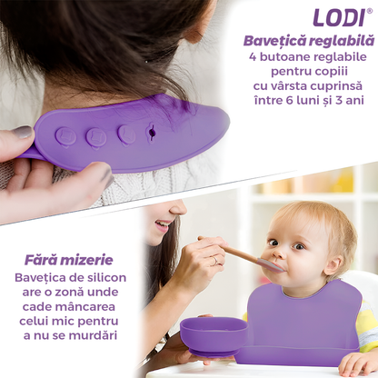Set Hranire Bebeulsi Lodi1008, 6 piese, termorezistente, silicon, fara BPA, pliabile, usor de curatat, mov lila