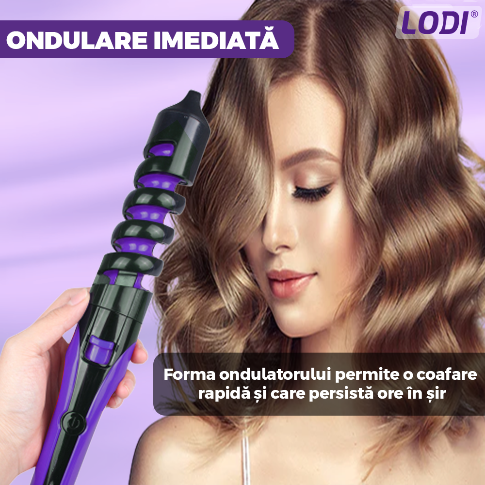 Ondulator Profesional de Par 2 in 1 Lodi466, spiralat, invelis ceramic, trepte reglabile, easy lock , 210 grade, mov