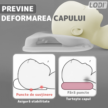 Perna pentru Bebelusi Lodi994, model ursulet, husa de protectie inclusa, spuma cu memorie, anti-plagiocefalie, pentru formarea capului, 26x22 cm, gri inchis