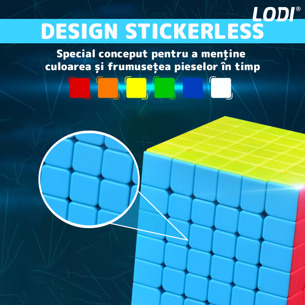 Cub Rubik Magic Cube Magnetic Lodi367, speed puzzle, stickerless, dezvoltarea inteligentei, 6x6x6, multicolor