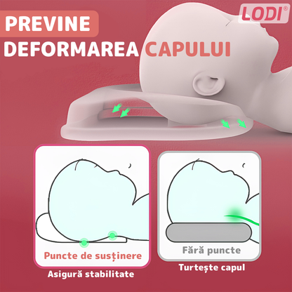 Perna pentru Bebelusi Lodi992, model ursulet, husa de protectie inclusa, spuma cu memorie, anti-plagiocefalie, pentru formarea capului, 26x22 cm,roz