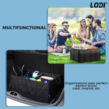 Organizator Auto Portbagaj Lodi293, 7 compartimente, pliabil, impermeabil, portabil, chingi de ancorare, multifunctional, universal, negru