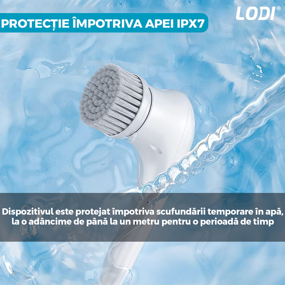 Perie Electrica pentru Curatat 5 in 1 Lodi358, fara fir, multifunctionala, incarcare usb, 5 capete, alb