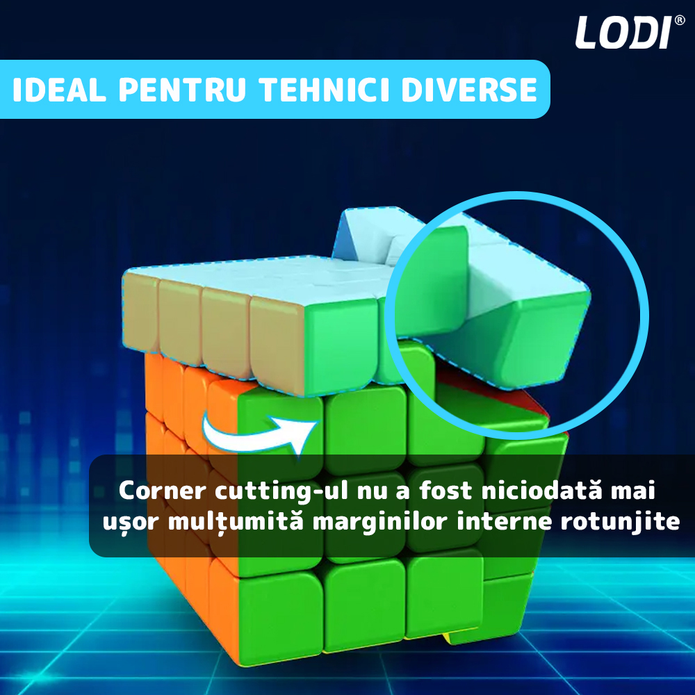 Cub Rubik Magic Cube Magnetic Lodi365, speed puzzle, stickerless, dezvoltarea inteligentei, 4x4x4, multicolor