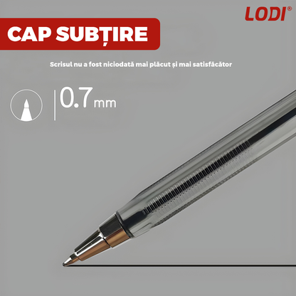Set 50 de Pixuri Lodi1510, tip ballpoint, material rezistent, durabile, rezistente in timp, cap 0.7 mm, scriere neteda cu uscare rapida, cu capac, corp de plastic, rosu