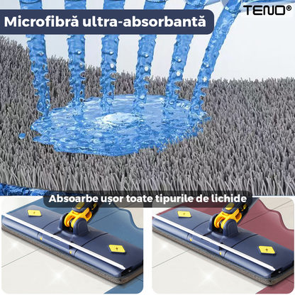 Mop cu Cap Dreptunghiular Lodi1159, rotire 360 grade, telescopic, curatare usoara, 5 lavete incluse, 105 cm, albastru/galben