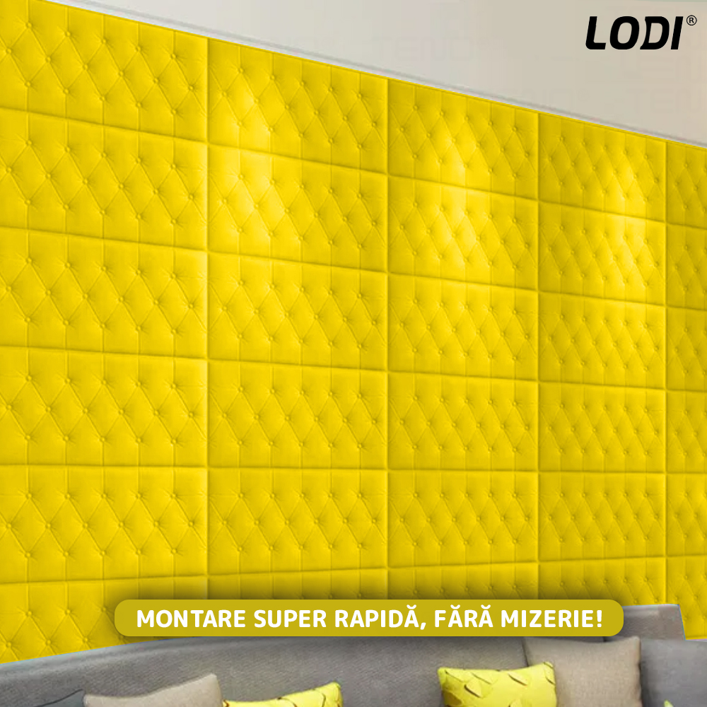 Set Tapet 3D Lodi389, suprafata acoperire 2.45 mp, autoadeziv, waterproof, design modern, usor de montat, 70x35cm, galben