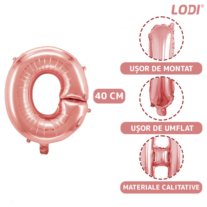 Balon in Forma de Litera O Lodi1474, metalizat, pentru Petreceri/Aniversari/Evenimente, rezistent, folie, rose gold, 40 cm