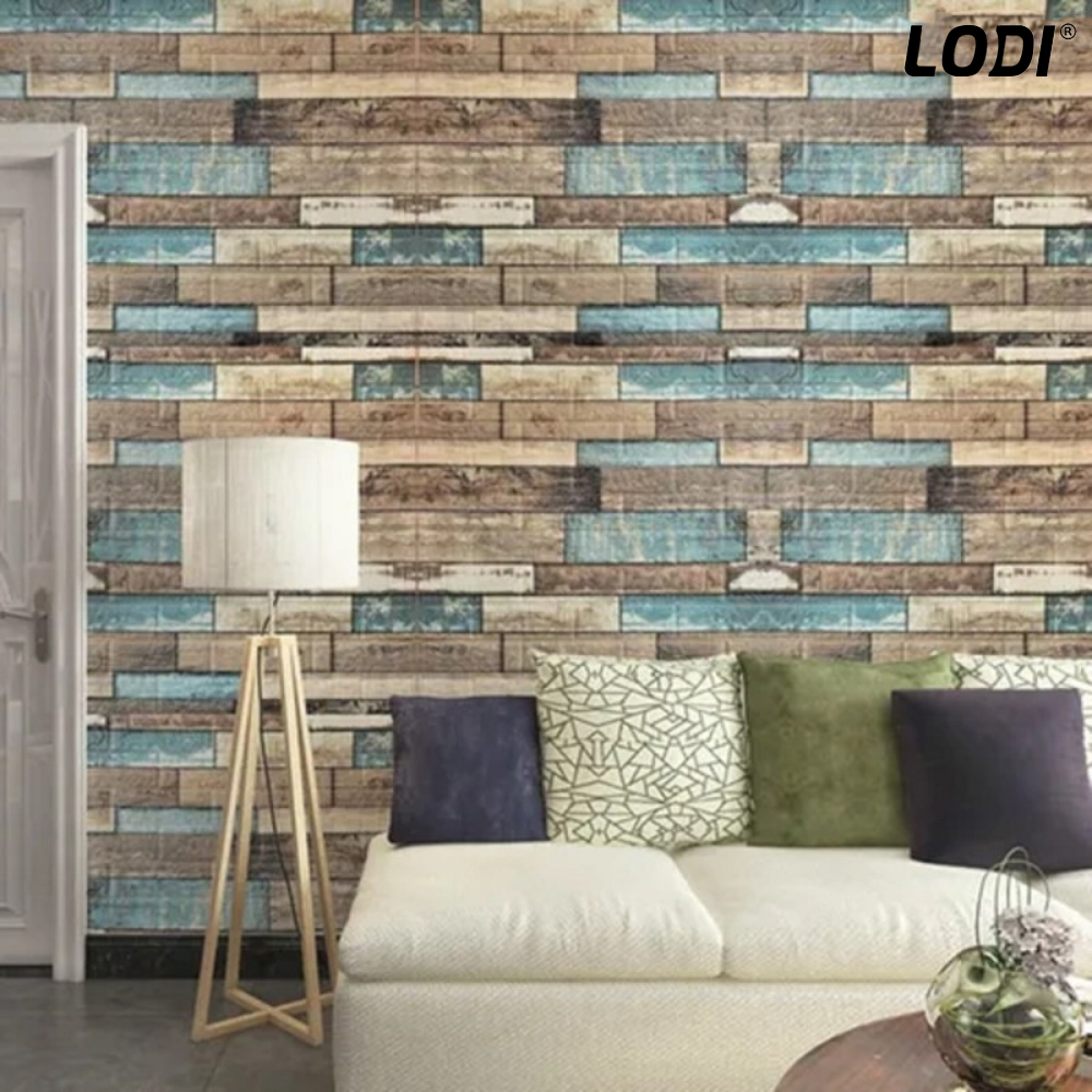 Set Tapet 3D Lodi81, Model Lemn, suprafata acoperire 5.3 mp, autoadeziv, waterproof, usor de montat, design modern, 70x77 cm, multicolor