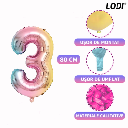 Set 14 Baloane Lodi1045, Cifra 3, pentru Petreceri/Aniversari/Evenimente, coronita, balon cifra, baloane clasice, multicolor