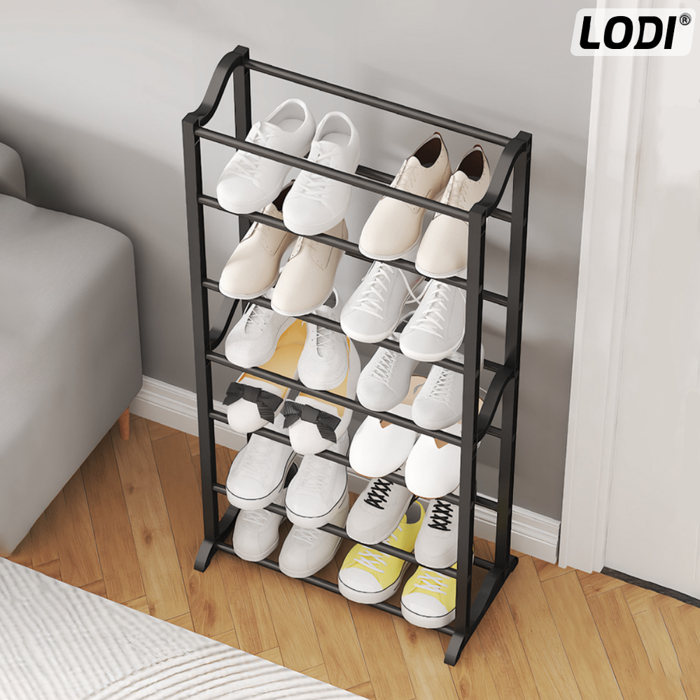 Pantofar tip Raft Lodi1126, pentru incaltaminte, 10 niveluri, capacitate mare, structura stabila, tevi din metal, 100 x 60 cm, negru