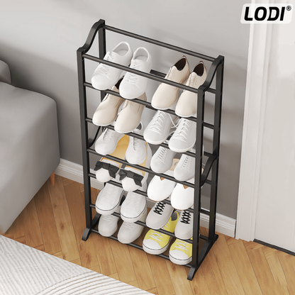 Pantofar tip Raft Lodi1126, pentru incaltaminte, 10 niveluri, capacitate mare, structura stabila, tevi din metal, 100 x 60 cm, negru
