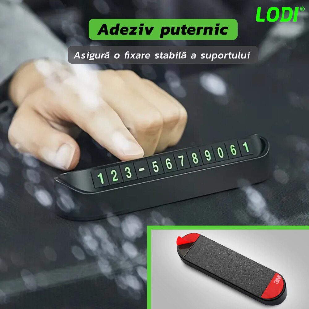 Suport Auto pentru Numarul de Telefon Lodi38, stickere magnetice, adeziv puternic, dimensiuni reduse, negru