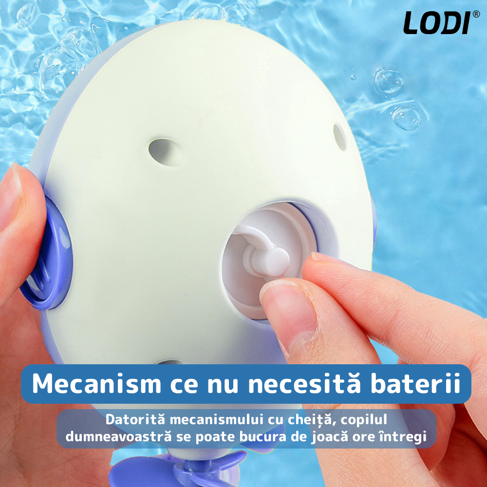 Set 3 Jucarii de Baie pentru Copii Lodi596,  Inotatoare, interactive, fara baterii, mecanism cu cheita, multicolor
