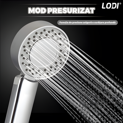 Para de Dus Dubla Lodi1507, recipient de sapun incorporat, 2 moduri de utilizare, mod presiune ridicata, mod spa, usor de utilizat, operare fara butoane, gri
