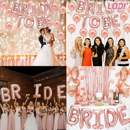 Set 9 Baloane Lodi719, Litere, pentru Petreceri/Aniversari/Evenimente, model BRIDE TO BE, rose gold