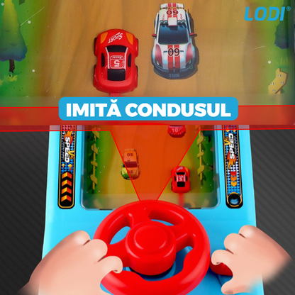 Simulator Auto Curse de Masini Lodi1065, joc interactiv de condus, functii diverse, buton de muzica, sirena, claxon, acceleratie, albastru