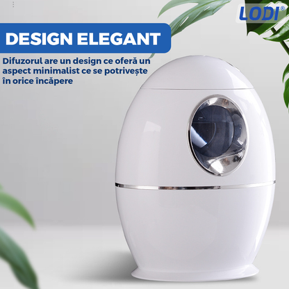 Difuzor Aromaterapie Lodi606, cu ultrasunete, design minimalist, 7 culori LED, 2 moduri de eliberare a aerului, capacitate 8000ml, silentios, umidifica aerul, alb