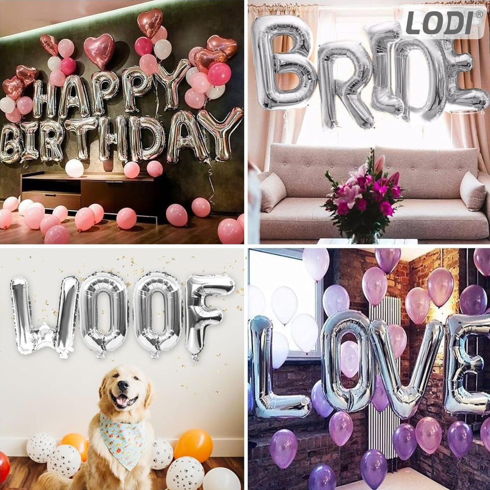 Balon in Forma de Litera E Lodi1022, metalizat, pentru Petreceri/Aniversari/Evenimente,rezistent, folie, argintiu, 40 cm
