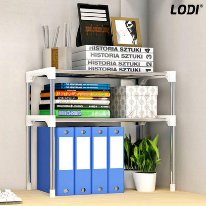 Raft Universal Lodi1484, pretabil cuptor cu microunde, pentru bucatarie/baie/sufragerie, 3 niveluri, din otel inoxidabil, usor de montat, capacitate ridicata, alb