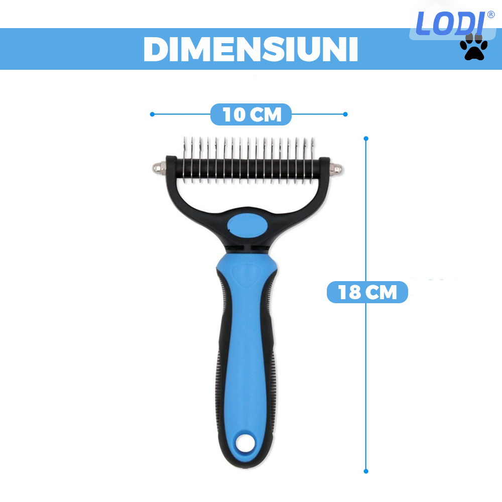 Perie par Caini, Pisici, Animale, Lodi430, tesala si perie trimmer 2 in 1, anti-naparlire, descalcire blana, pentru tuns par scurt si lung, L
