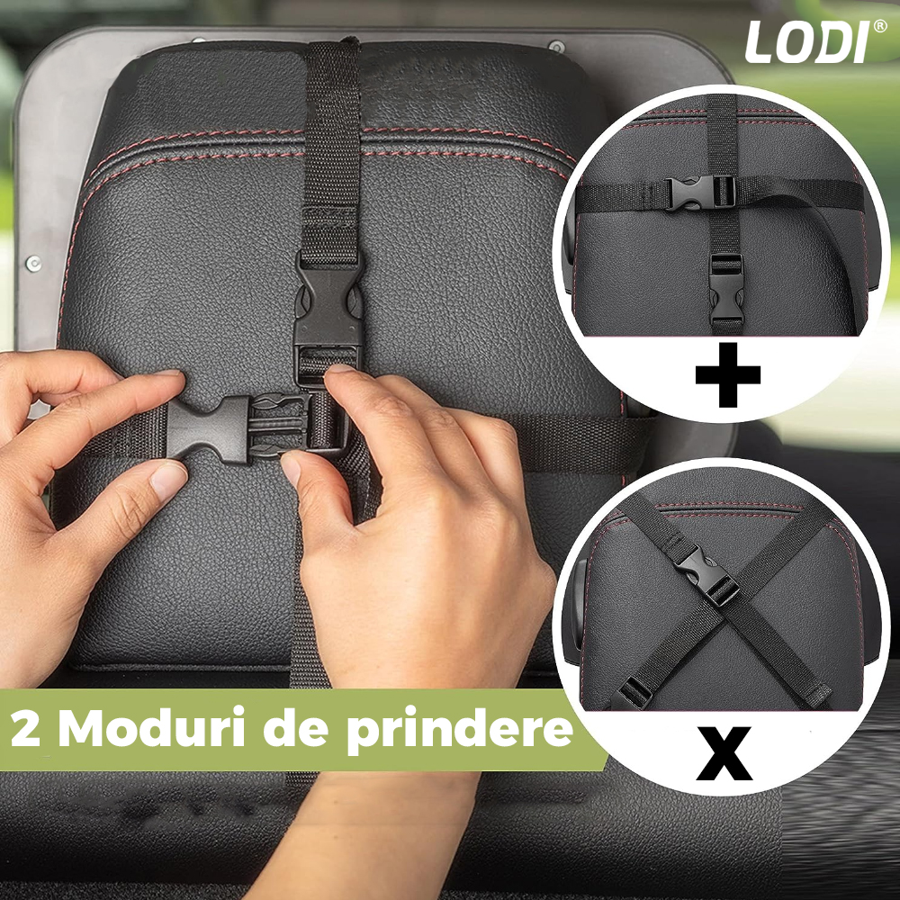 Oglinda Auto Supraveghere Bebe Lodi125, fixare tetiera, anti-alunecare, rotire 360 grade, curele reglabile, convexa, 30x20 cm, negru