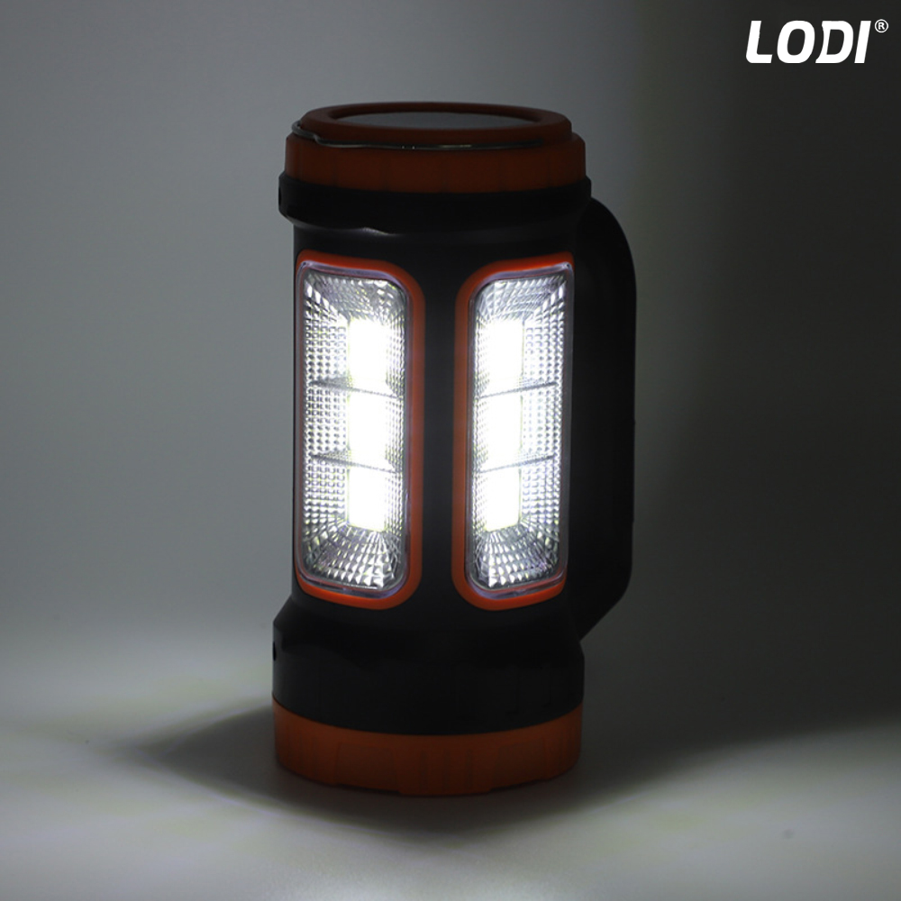 Lanterna Solara de Camping Lodi269, 2 moduri de alimentare, 5 moduri de iluminare, portabila, pentru drumetii, port USB, reincarcabila, portocaliu