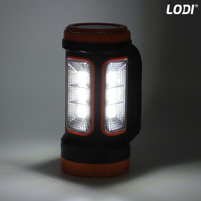 Lanterna Solara de Camping Lodi269, 2 moduri de alimentare, 5 moduri de iluminare, portabila, pentru drumetii, port USB, reincarcabila, portocaliu
