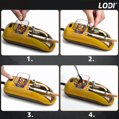 Aparat Electric de Facut Tigari Lodi285, injector tutun, dimensiune standard, ergonomic, accesorii incluse, galben