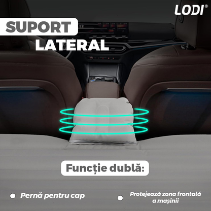 Saltea Auto Gonflabila 2 in 1 Lodi1238, scaun spate si travel bed, materiale calitative, pluristratificata, saculet de depozitare, pompa pentru umflare inclusa, 138 x 85 cm, gri