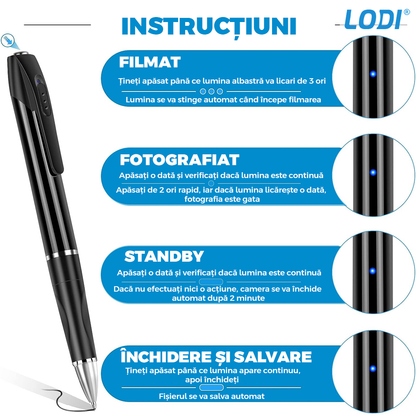 Pix Spion cu Camera 1080 Full HD Lodi474, inregistrare audio video, foto, aparat spion cu camera ascunsa, capacitate de stocare 64 gb, negru