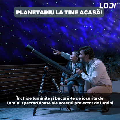 Proiector de Stele Catel Astronaut 2.0 Lodi549, lampa de veghe pentru copii, control prin aplicatie, compabil cu Alexa/Google Assistant, reglare 360, sunete albe, trepte de ajustare luminozitate, timer, 15 moduri de iluminare, speaker bluetooth, alb