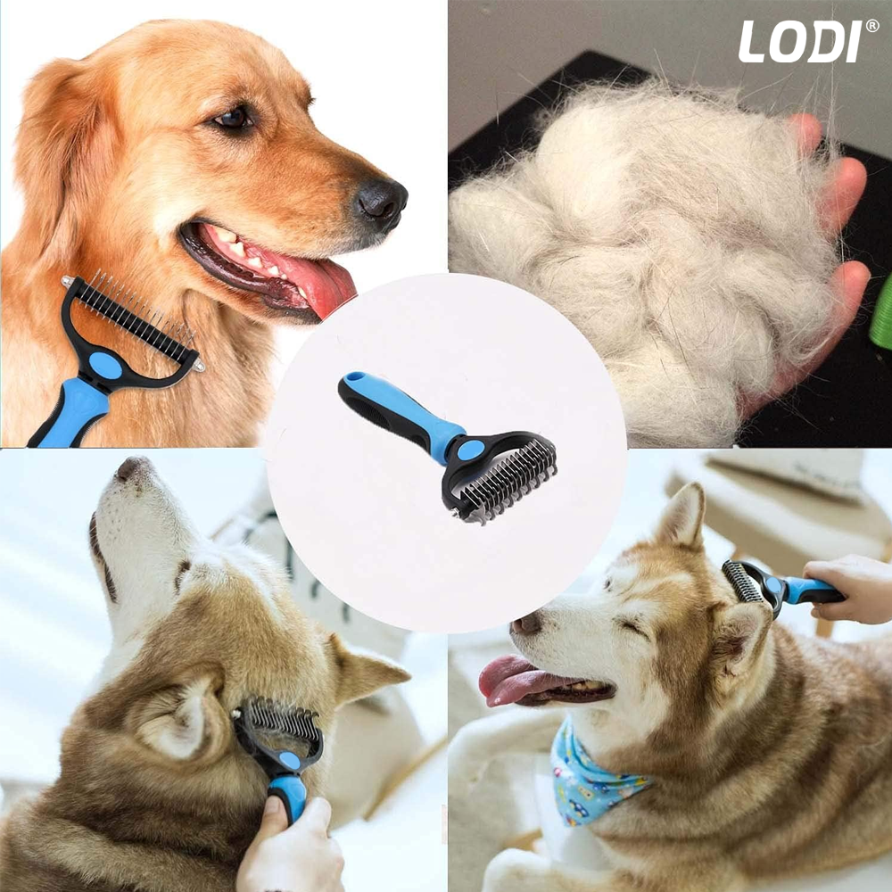 Perie par Caini, Pisici, Animale, Lodi430, tesala si perie trimmer 2 in 1, anti-naparlire, descalcire blana, pentru tuns par scurt si lung, L